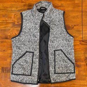 Women's Black and White Herringbone Vest